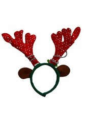 Christmas Reindeer Antlers Headband With Red Polka Dot Antlers  Green Holly a