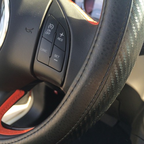 Black & Carbon Fiber Style Easy Slip-On Steering Wheel Cover Perfect Fit Sport - Bild 3 von 6
