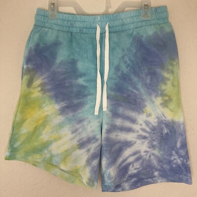 Zara Mens Tie Dye Pull On Relaxed Drawstring Shorts Size S Small