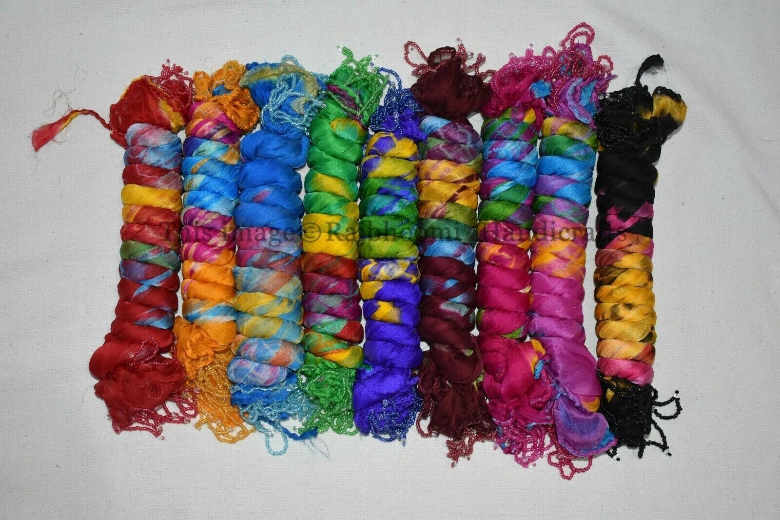 Lot 10 Pc Tie-Dye Chiffon Scarves Stoles Wrap Dupatta Multi Coloured Women Scarf