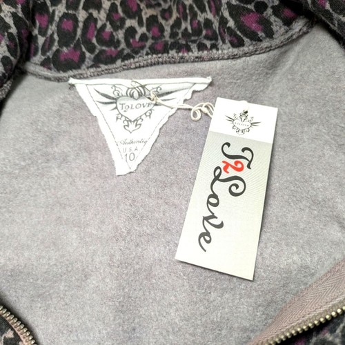 T2 Love Girls Anorak Purple and Gray Leopard Zippered Jacket - Size 10 - Picture 11 of 12