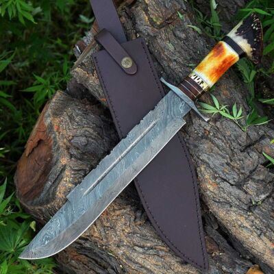 Mittelalter Arbeitsmesser Kelten Wikinger Boon holz Hirsch Lederscheide MAQ1813