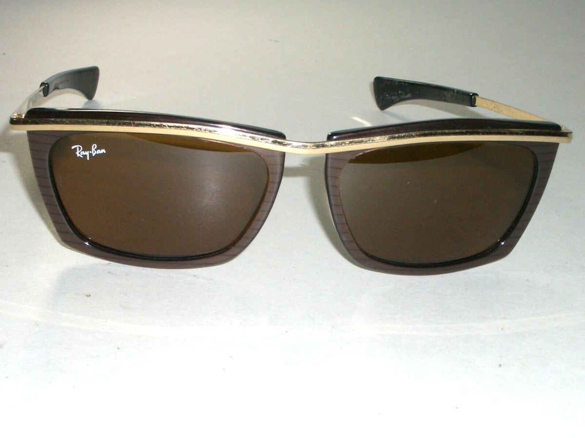 VINTAGE B&L RAY BAN BROWN PEARLIZED B15 RECTANGULAR OLYMPIAN II