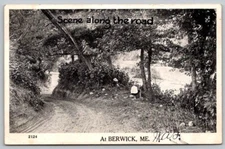 Berwick Maine Couple Sitting Along the Road Postcard 1914