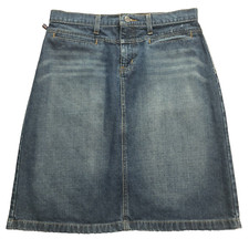 Polo Jeans Co Ralph Lauren Size 6 Denim Blue Jean Skirt Racer Knee Straight Midi