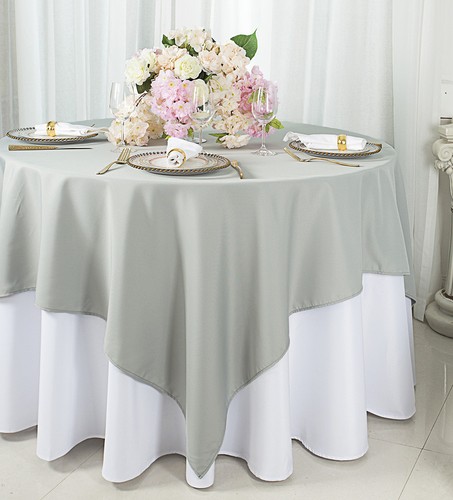 Wedding Linens Inc. 72" x 72" Square Polyester Table Overlay Toppers - Picture 10 of 27
