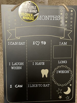 Baby Milestones Months Chalkboard Sign Black White 19