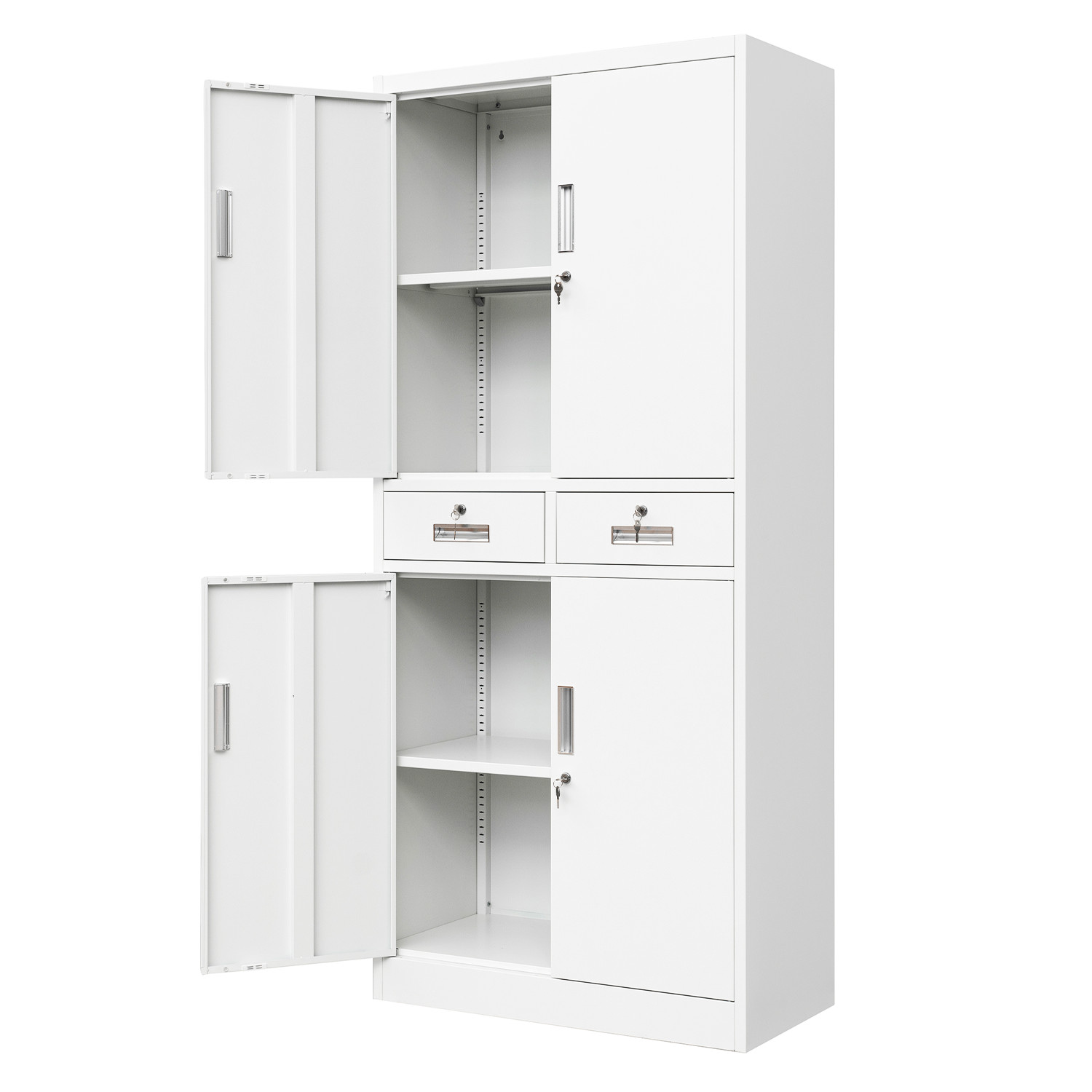 Metal Storage Cabinet with Adjustable Shelves and Drawers, L
