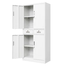 Metal Storage Cabinet with Adjustable Shelves and Drawers, Locking Cabinet