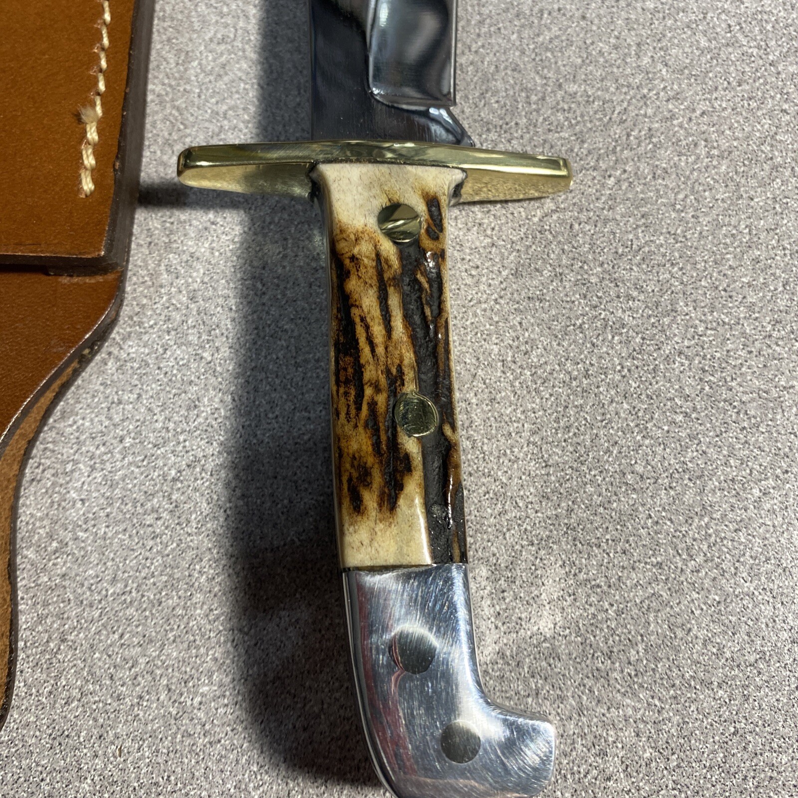 Custom Western Knife W45 Bowie With Sheath & Stag Handle Beautiful