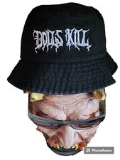 DOLLS KILL Black Bucket Hat Embroidered for the Misfits And Miss Legits
