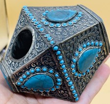 amazing ancient islamic ceremonial heavy silver ring with gemstones very unique