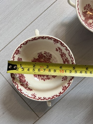 2X MASON’S Ironstone FRUIT BASKET RED SOUP BOWL COUP - Picture 4 of 6