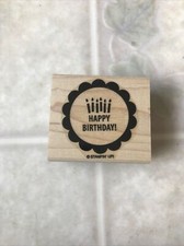 Stampin Up Happy Birthday Sentiment Wood Mounted Rubber Stamp