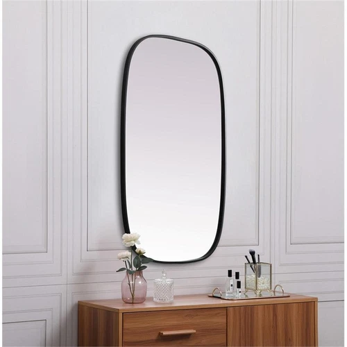 Elegant Decor Brynn 24x40" Oval Modern MDF Wood/Iron Mirror in Black - Picture 11 of 11