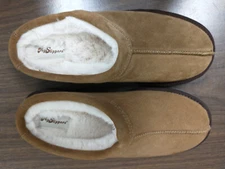 My Slippers Men Size 9 Brown Leather Upper Faux Fur Lining NWOB