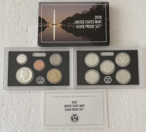 2020 US Mint SILVER PROOF Set 10 Coins with Original Box & COA - NO Extra Nickel