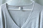 Chico's Sweater Womens size 3 or XL Gray Button Up V-Neck Threads Metallic -HH-=