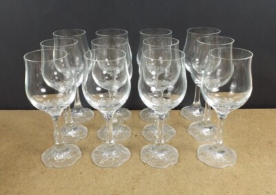 12 Rosenthal Crystal Monbijou 6 3/8'' Red Wine Glasses Textured Base  