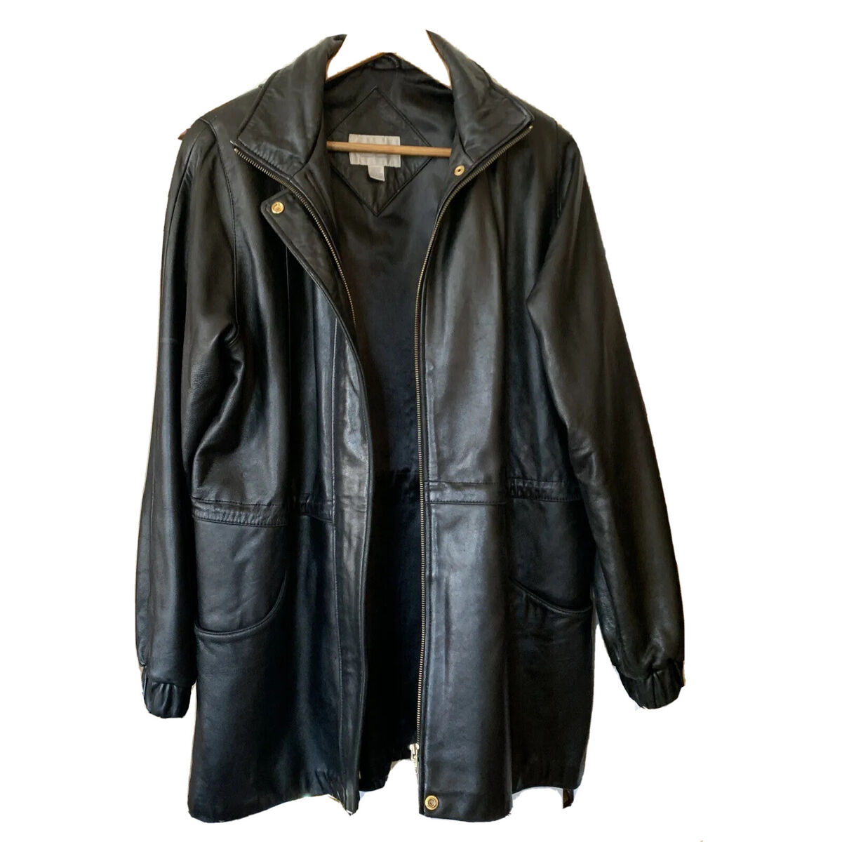 Worthington Lambskin Leather Jacket Coat Black sz M 90's Worthington Lambskin Leather Jacket Coat Black sz M 90's