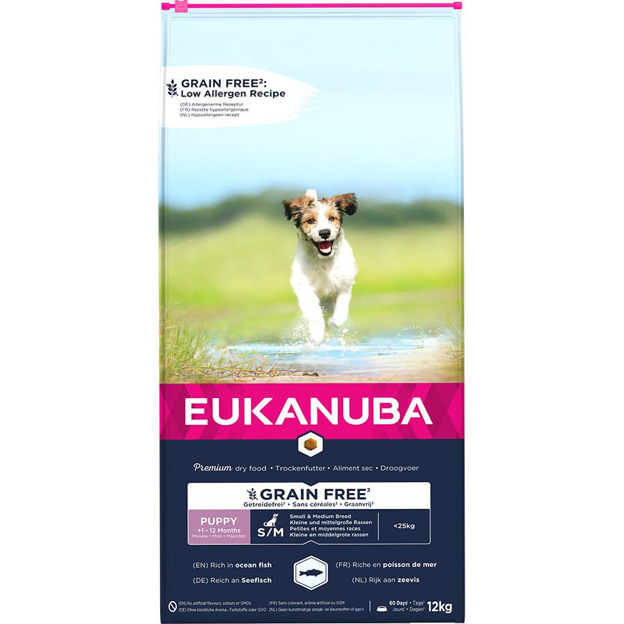Eukanuba Grain Free Small Medium Breed Puppy Dry Dog Food Fish