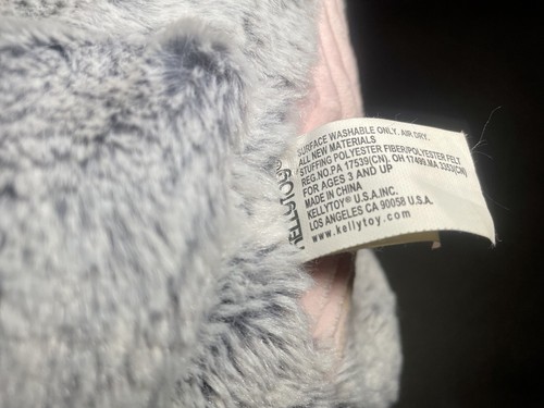 KellyToy grauer Elefant 14" rosa gerippt Bauch Ohren & Füße Glitzeraugen Herz - Bild 10 von 14