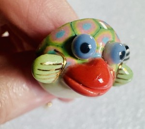 Vintage Porcelain Jewelry 10 Cynthia Chuang BLOWFISH Brooch Stick Pin