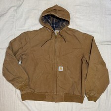 VTG 2001 Carhartt J05 BRN Blanket Flannel Lined Duck Active Jacket XL Union USA