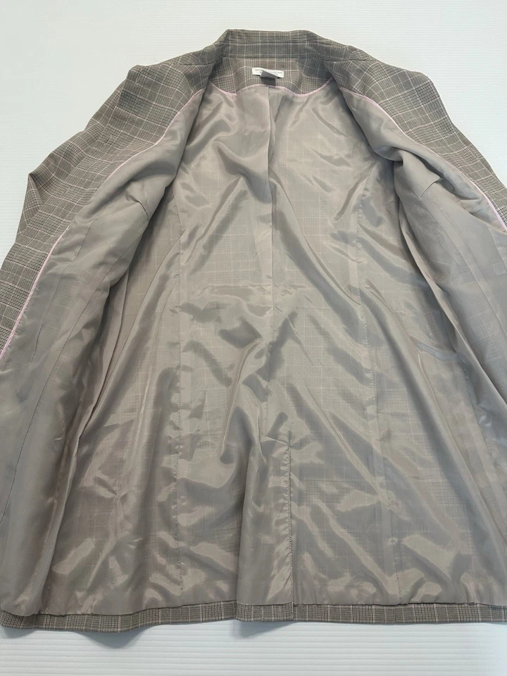 WORTHINGTON WORKS Stretch Pink Gray Fitted Lined Long Jacket Women Sz 14 - Image 4 of 4