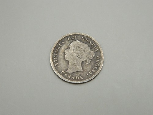 1875-H CANADA FIVE CENTS SILVER LARGE DATE KM-2 VERY RARE!