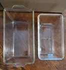 Vintage PYREX Clear Glass Bread Loaf Pan #214  and #593-B
