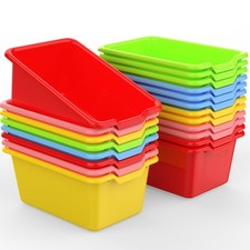 20 Pcs Plastic Book Bins Classroom Small Cubby Bins Stacking Bins Office Stor
