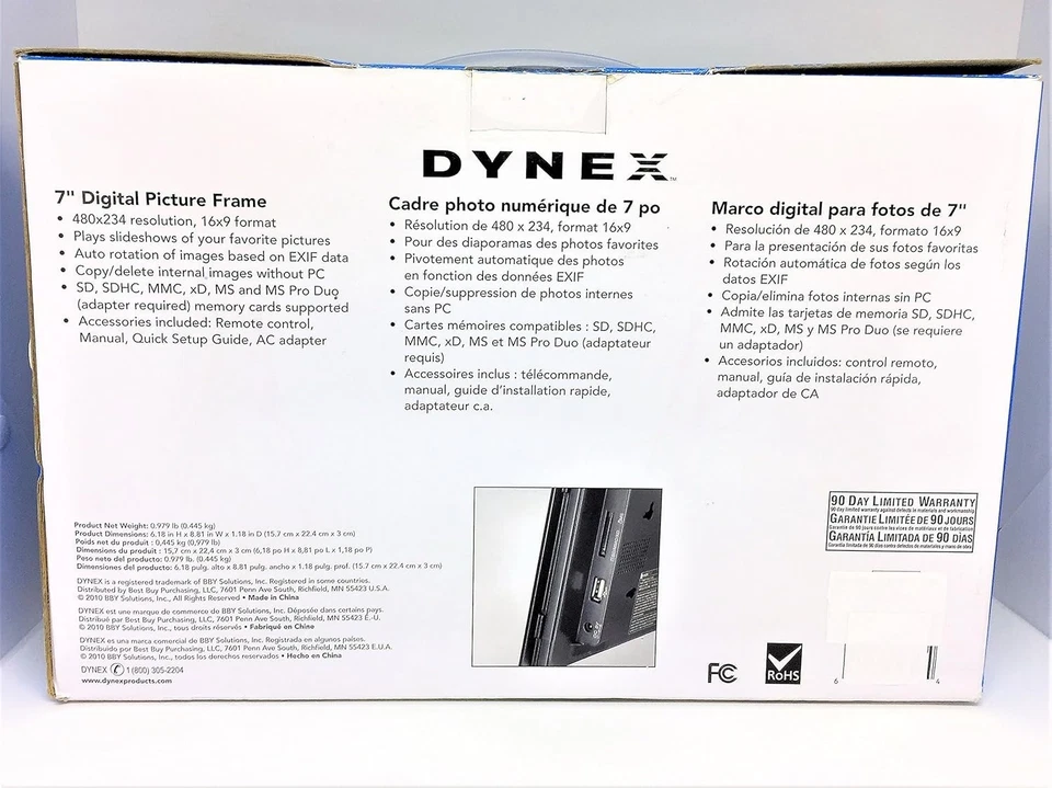 Dynex 7” Digital Picture Frame 16X9 with Remote DX-DPF07-12L - Image 2 of 2