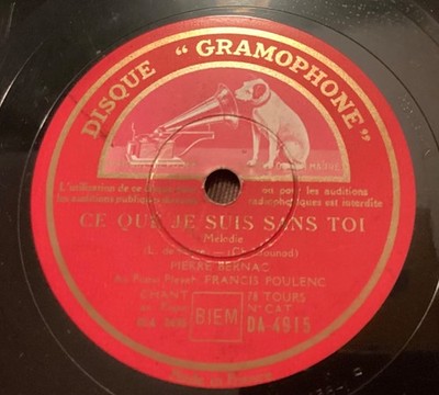 Pierre Bernac   78 rpm Gramophone DA4915: GOUNOD Ce que je suis sans toi/Prière
