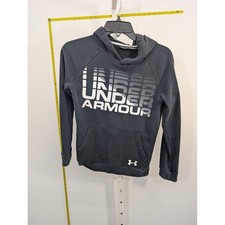 Under Armour Boys Black ColdGear Logo Pullover Hoodie Sweatshirt Youth Medium