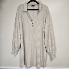 Asos Design Womens Cream Ribbed Long Sleeve Sweater Dress Size Small