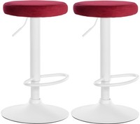 2Er Set Barhocker Ponte Samt Weiß Rot