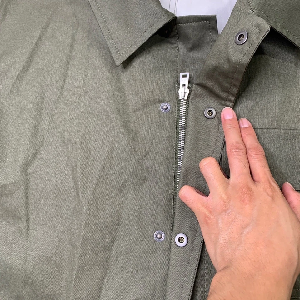 APC Jacket Mens M Medium Avocado Cotton Full Zip Snap Overshirt Utility Pocket - Image 3 of 4