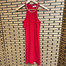 Calvin Klein Red Dress With Gold Chain Accent Size 4