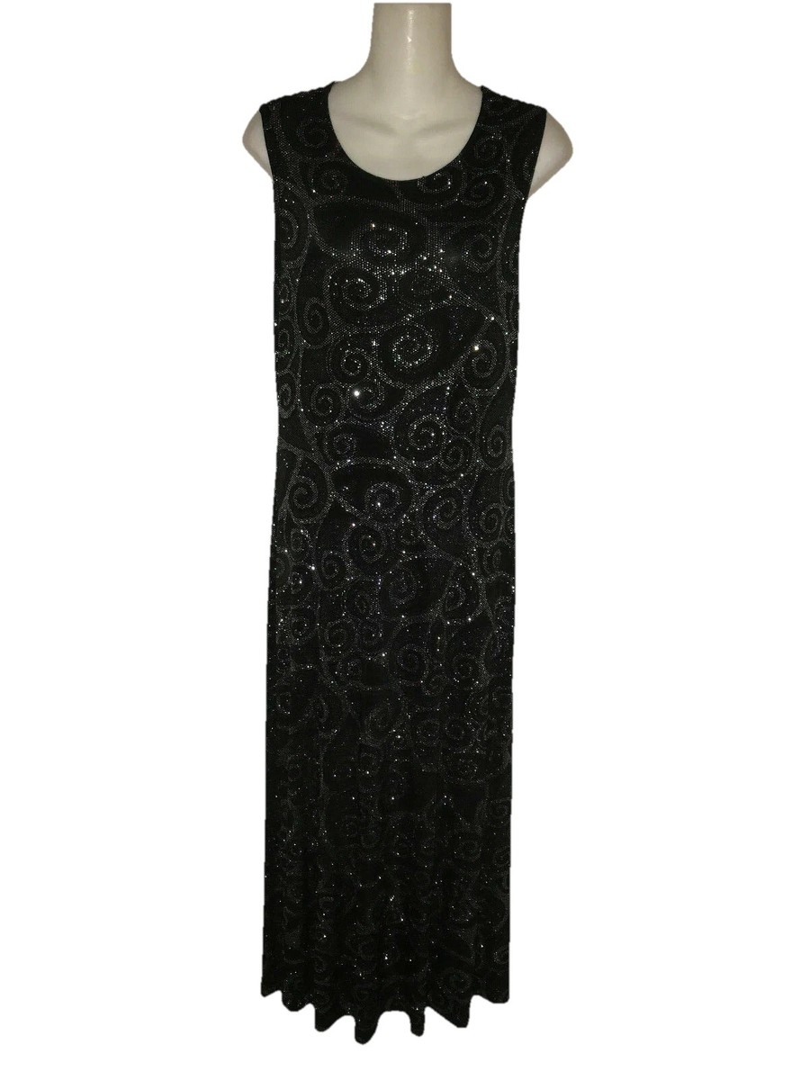 CONNECTED APPAREL Black Dress Formal Cocktail Bling Long Evening Wear Size  10 | eBay
