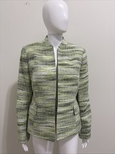 Kasper Green Black Light Tweed Front Open Jacket Sz 10