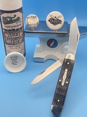 Great Eastern #54 Purple Sage Jiged Bone Jumbo Stockpen Jack Knife 541225 GEC