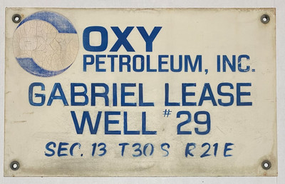 Vtg Oxy Petroleum Occidental Gas Fiberglass Oil Field Lease Sign California 56B
