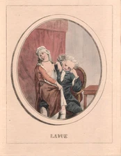 Gravure XIXe - LA VUE - Scène libertine - 23x18 cm