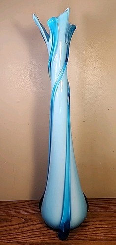 MURANO Cristalleria Fratelli Betti Encased Glass Swung Art VASE 21” Italy MINT - Picture 8 of 15