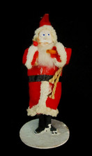 Antique Clay Face Santa Figure Made in Japan 4 1/2" Tall x 1 3/4" Diameter Base