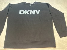 DKNY Sport Women s Large Black Logo Crewneck Sweatshirt Pullover