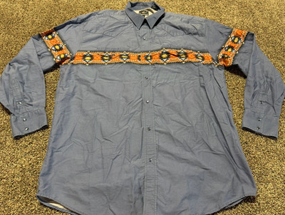 Roper Western Aztec Mens Button Down Shirt Size 2XL XXL Pearl Snap Cowboy