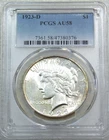 1923-D Peace Silver Dollar PCGS AU58 Frosty PQ for the grade New Holder #Y271D