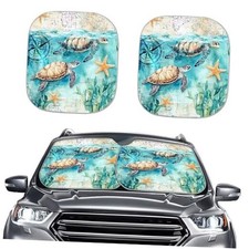 Turtle Car Front Windshield Sun Shade Reflect UV Sun and Heat Turtle Compass
